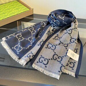 Gucci Blue and Beige Soft Scarf